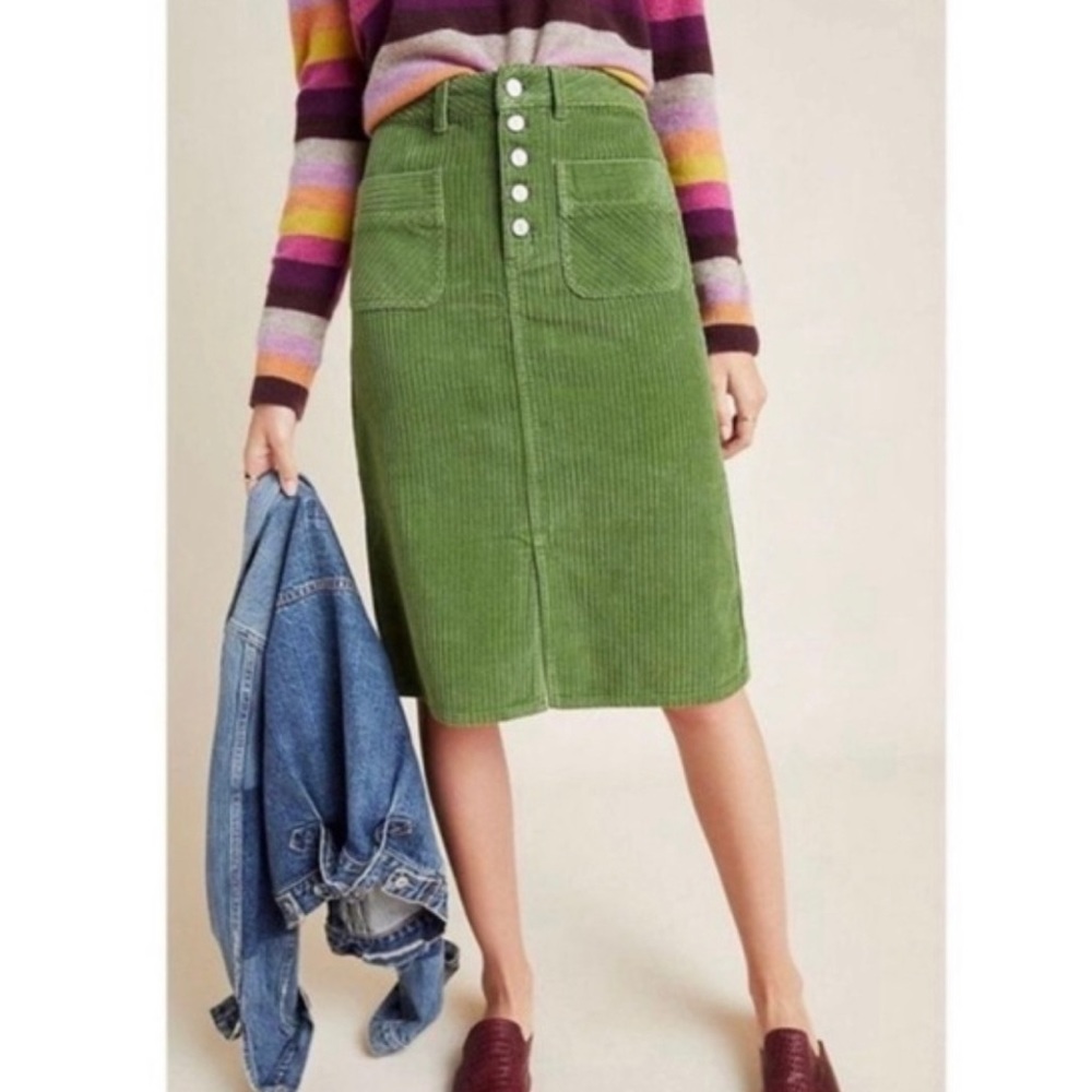 Sold Anthropologie Pilcro green Corduroy Skirt - Picture 8 of 8